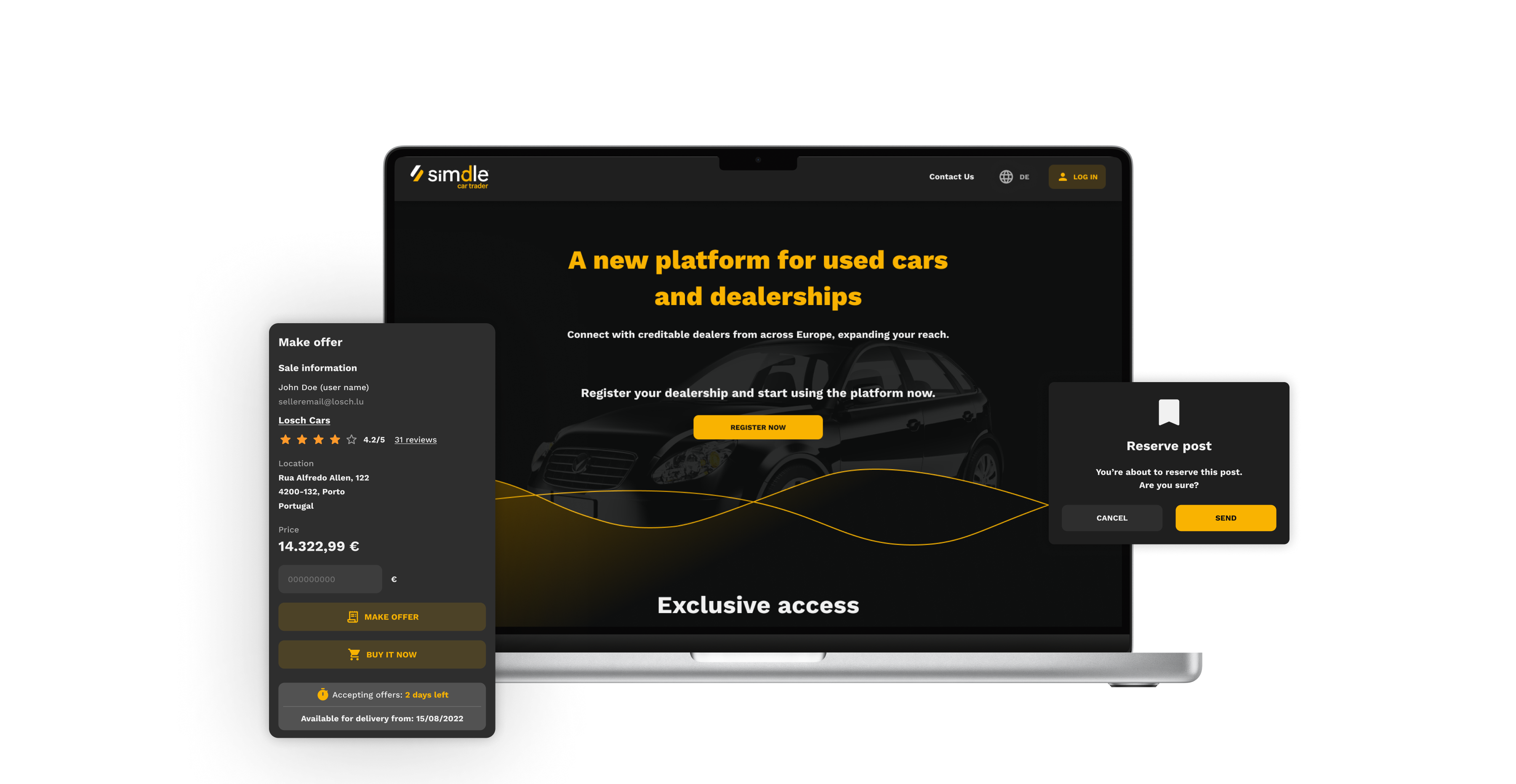 Anders brand wordmark in white placed on top of an image of a modern interior design.