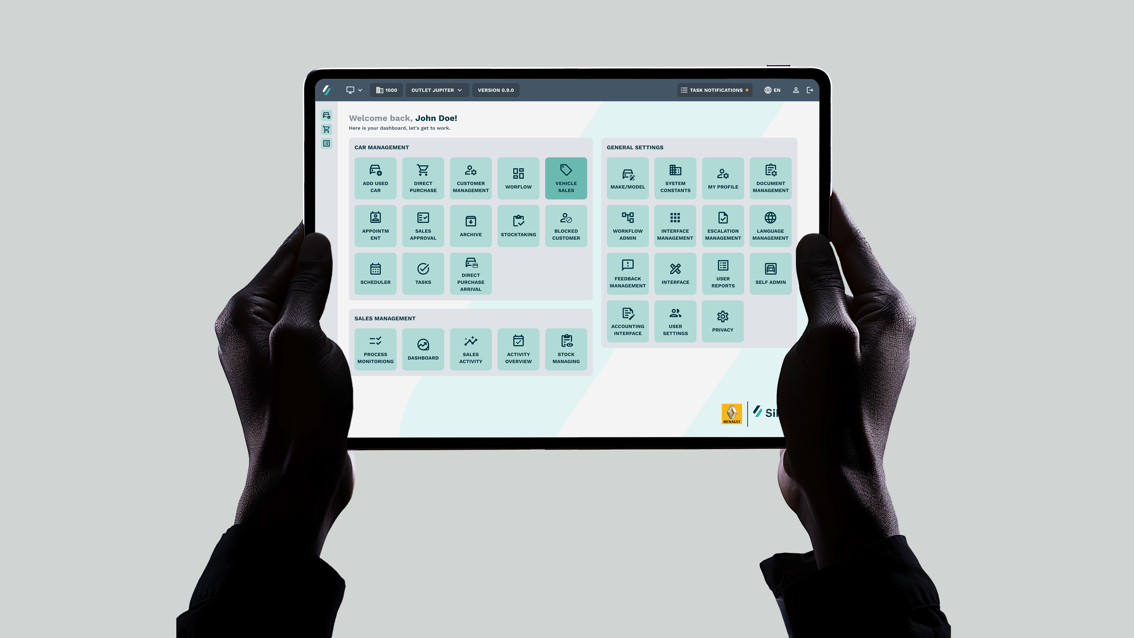 Anders brand wordmark in white placed on top of an image of a modern interior design.